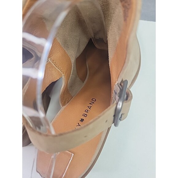 Lucky Brand Shoes Womens Sz 10 Farryn Tan Sling Back Bootie Block Heel Boho, EUC - Picture 6 of 11